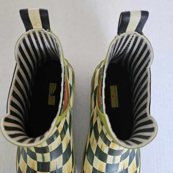MacKenzie-Childs Courtly Check Short Ankle Rain Boots - Picture 5 of 13